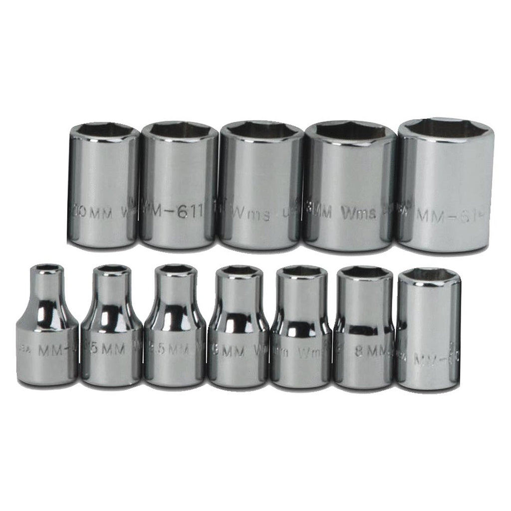 Williams JHWMSM-12HRC SUPERTORQUE 12-Piece 1/4-Inch Drive Metric Shallow 6 Point Socket Set-Size Range:(4mm to 14mm),Sockets Feature High-Polished Chrome Finish, Designed For Use On 6 Point Fasteners