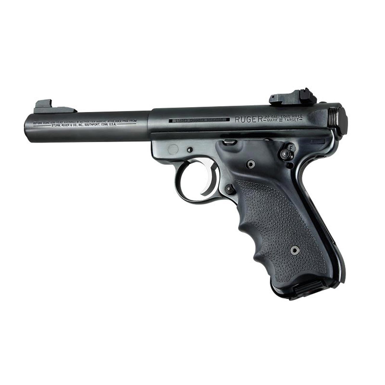 Hogue Ruger MK II/MK III Rubber Grip with Finger Grooves, Right Hand with Thumb Rest, Black - 82060