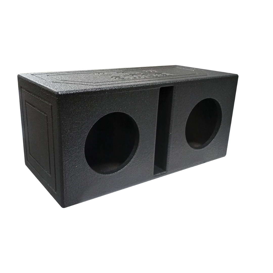 Q Power QBOMB8V Dual 8 Inch Vented Port Subwoofer Sub Box with Bedliner Spray