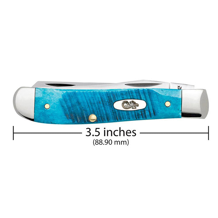 Case XX WR Pocket Knife Mini Trapper Caribbean Blue Jig Bone Item #25593 - (6207 SS) - Length Closed: 3 1/2 Inches