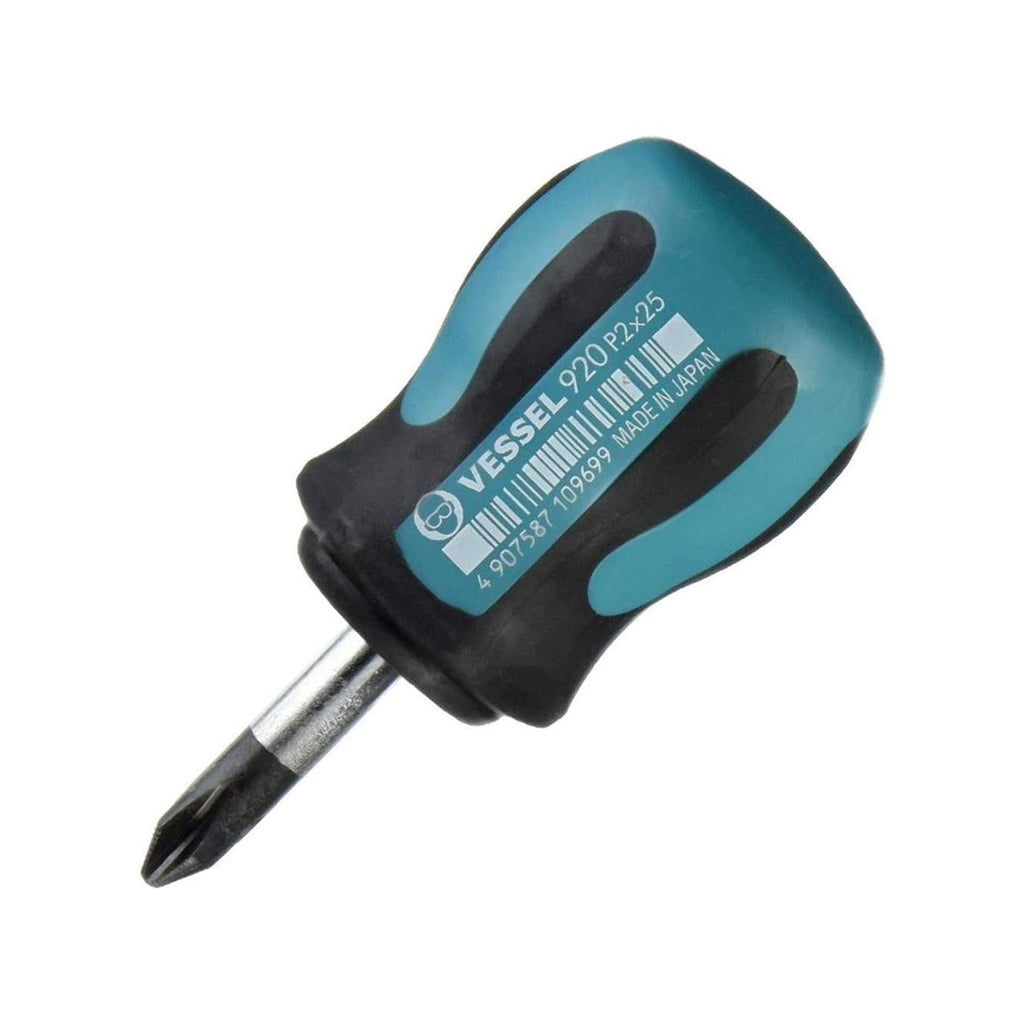Vessel 920P225 Megadora JAWSFIT Stubby Screwdriver – JIS Cross-Point +2 x 25mm