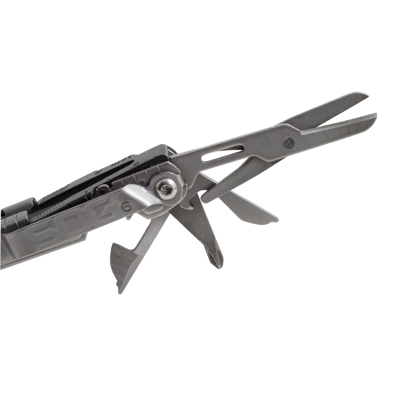 SOG PowerLitre Mini Utility Multi-Tool w/ 19 Lightweight Tools, Compact 5 Inch Long Utility Tool with Knife, Screwdriver, Hex Bit Holder, Stone Wash