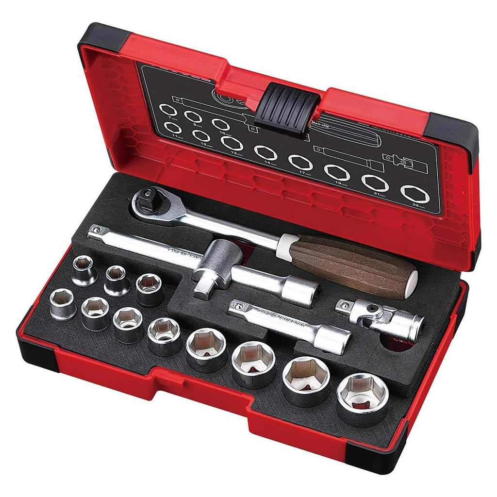 Vessel HRW3002M-W Woody Socket Wrench Set, 3/8 inch (9.5 mm), 16 pcs
