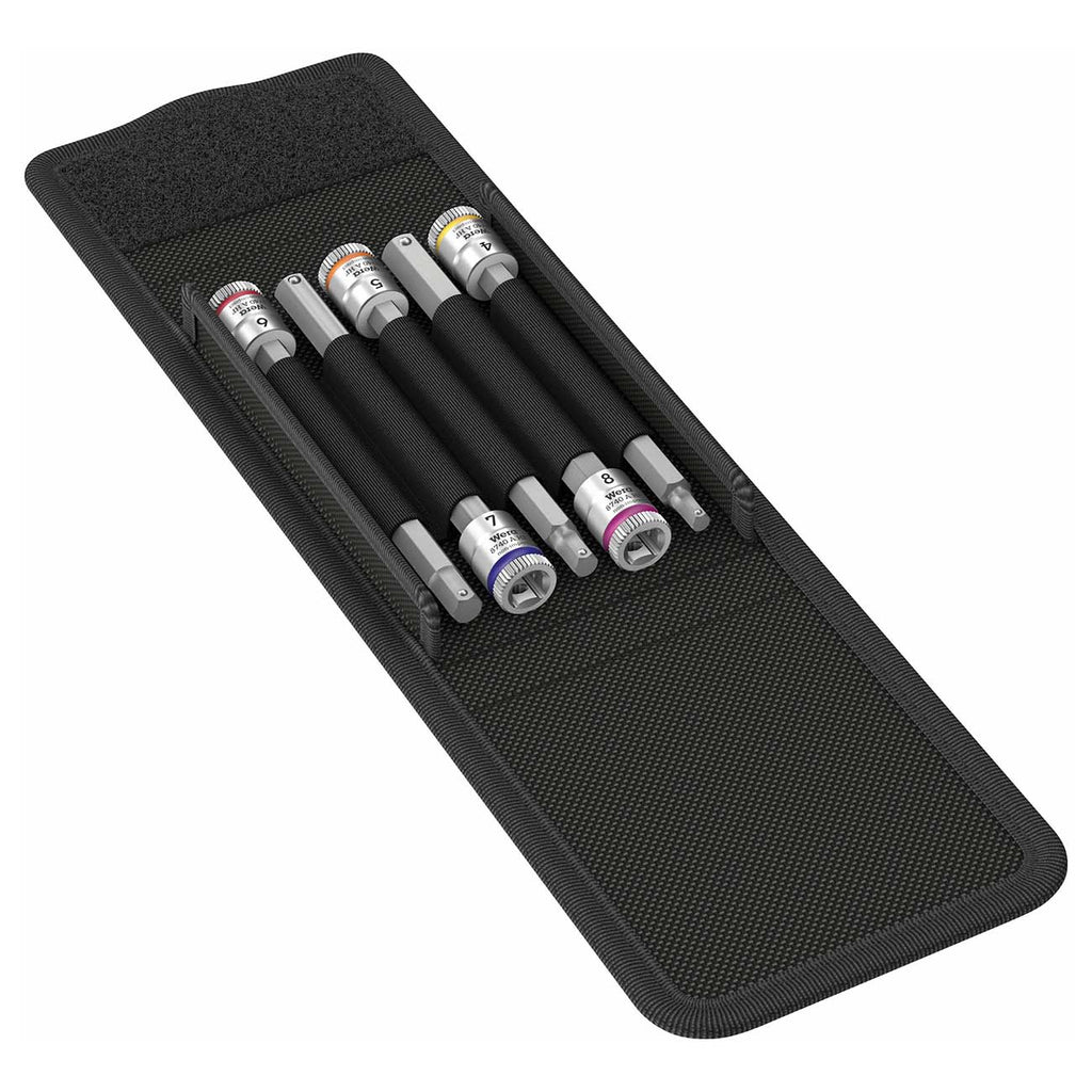 Wera - 5003345001 5Piece 100mm Long 1/4" Sq. Drive Holding Function Hex Socket Set, 003345