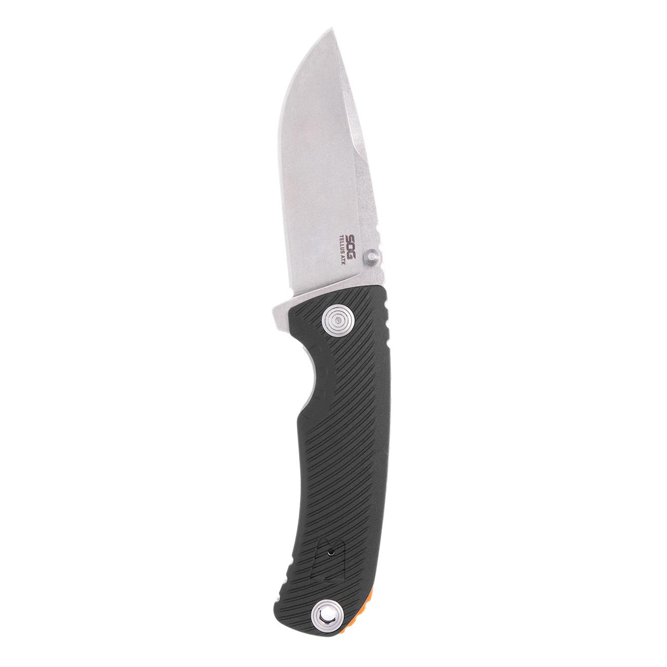 SOG Tellus ATK Outdoor Assisted Opening Frame Lock Folding Knife | Ambidextrous GRN Handle | CRYO 440C Stainless Steel Blade | Adjustable Belt Clip, Black/Blaze Orange
