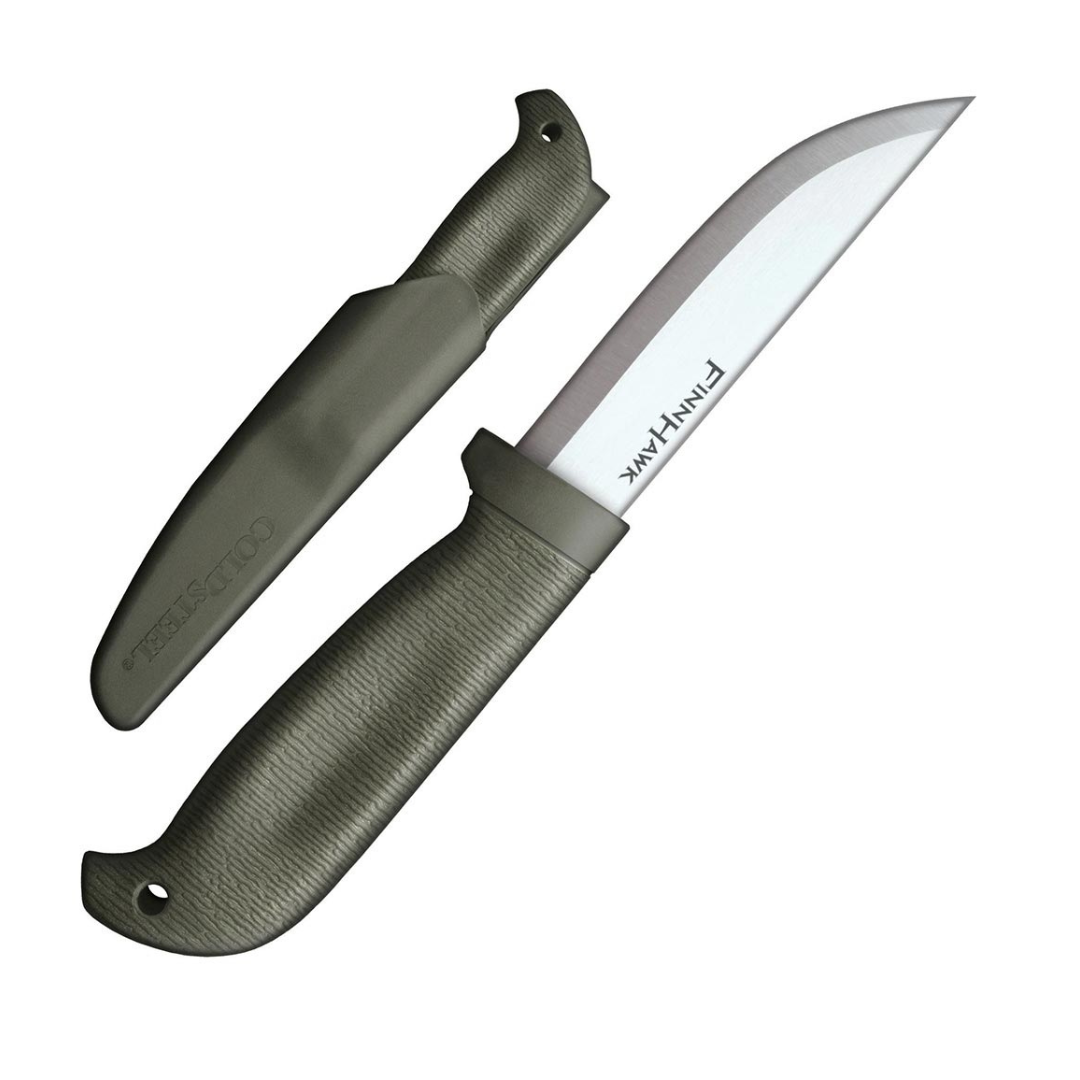 Cold Steel Finn Hawk 4" Durable Compact German 4116 Steel Fixed Blade Outdoor Bushcraft Game Hunting Utility Knife, 4-1/2" Textured Handle with TPR, Secure-Ex Sheath