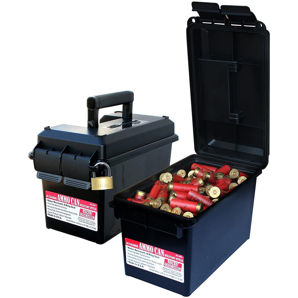 MTM AC50C-40 Ammo Can, 50-Caliber, Heavy-Duty Dual Latching System, Rugged Polypropylene Plastic, O-Ring Seal System, Water Resistant, Bulk Ammo Storage, USA Made, Black