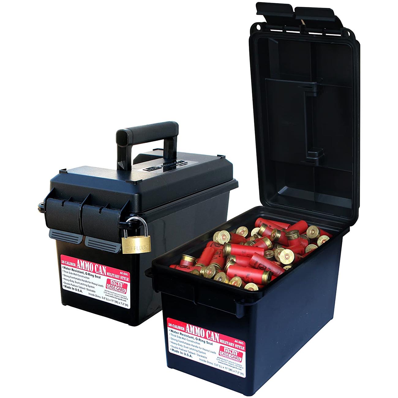 MTM AC50C-40 Ammo Can, 50-Caliber, Heavy-Duty Dual Latching System, Rugged Polypropylene Plastic, O-Ring Seal System, Water Resistant, Bulk Ammo Storage, USA Made, Black