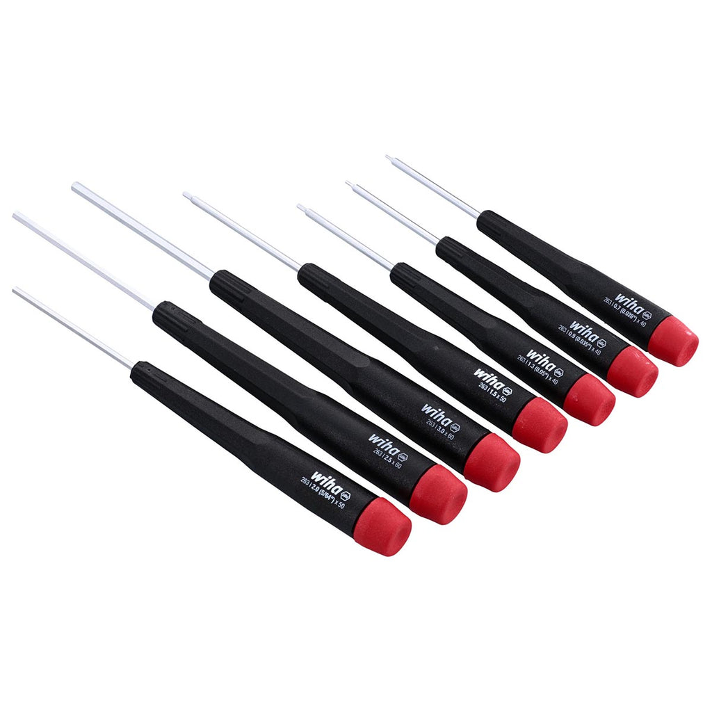 Wiha 26390 Screwdriver Set, Hex Metric With Precision Handle, .7 - 3.0mm, 7 Piece