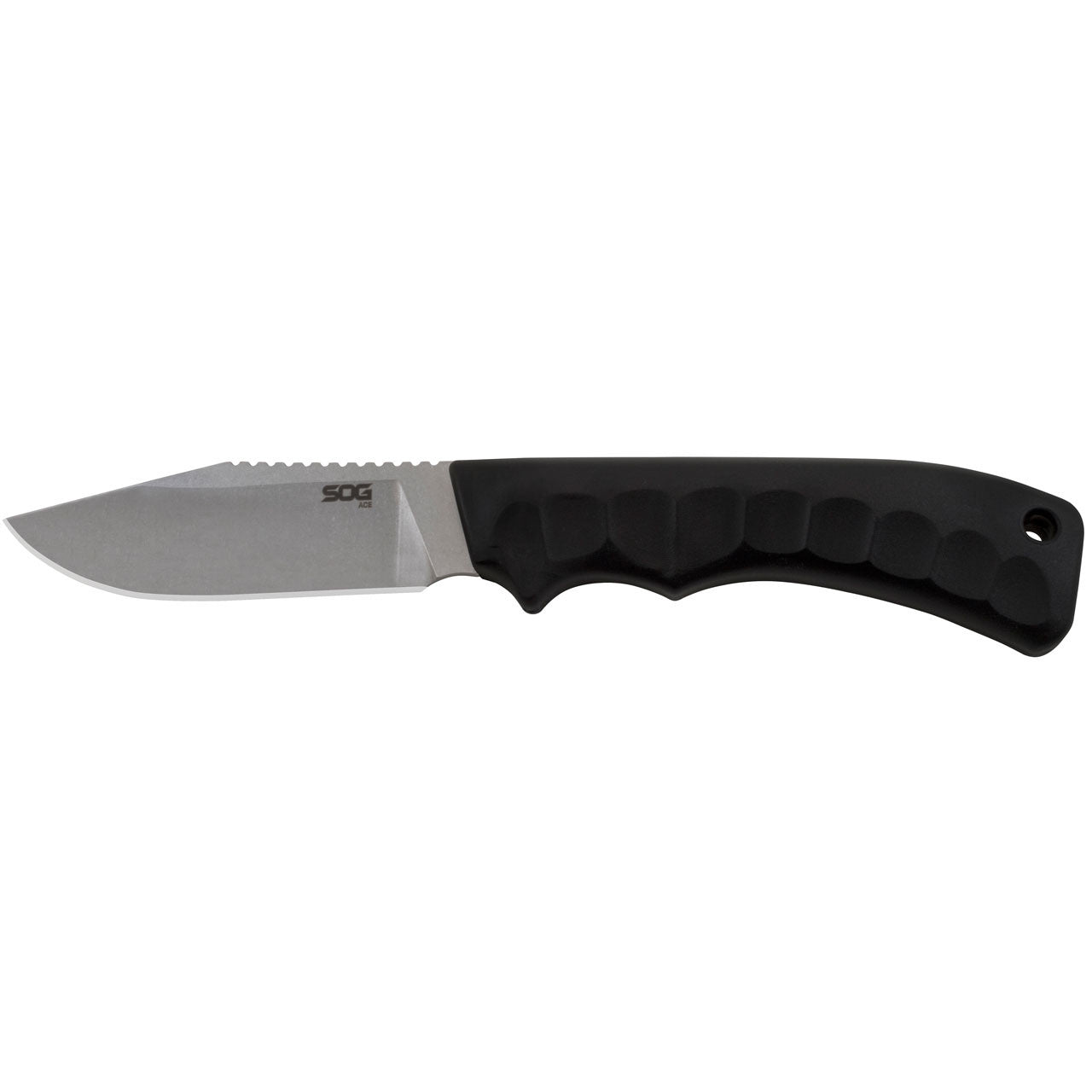 SOG Ace Field Fixed Blade Knife- Full Tang 3.8 Inch Clip Point Blade Survival Knife w/ Cord Cutting Sheath and Easy-Grip Handle (ACE1001-CP), Black