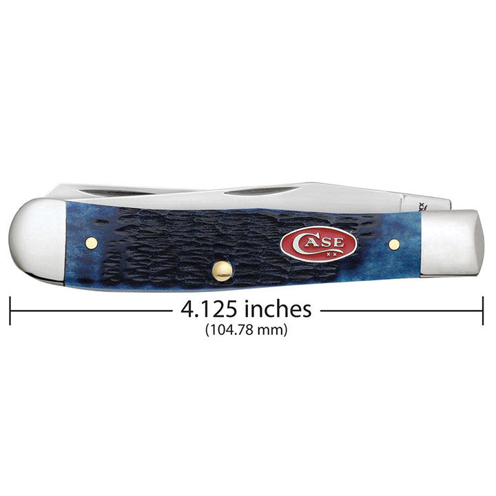 Case WR XX Pocket Knife Navy Blue Jigged Bone Trapper Item #7051 - (6254 SS) - Length Closed: 4 1/8 Inches
