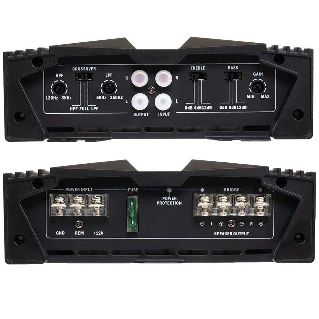 Power Acoustik OD2-1000 2 Channel Car Stereo Amplifier, 1000 Watt Overdrive Series Class A/B 2Ch Car Amp, 4 Ohm 2 Ohm Bridged Stereo Amp