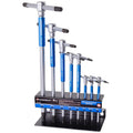Powerbuilt 8 Pc Metric T-Handle Hex Allen Key Wrench Set with Storage Rack, 941645