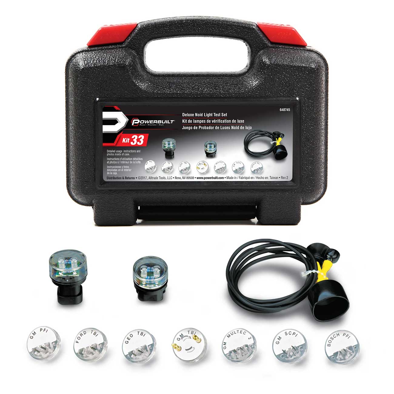Powerbuilt Deluxe Fuel Injection Test Noid Light Tool Set, Kit Tests Vehicle Electronic Fuel Injectors and Idle Air Control Valves - 648745,Black