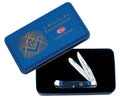 Case WR XX Pocket Knife Blue Bone Masonic Trapper W/Gift Tin Item #1058 - (6254 SS) - Length Closed: 4 1/8 Inches