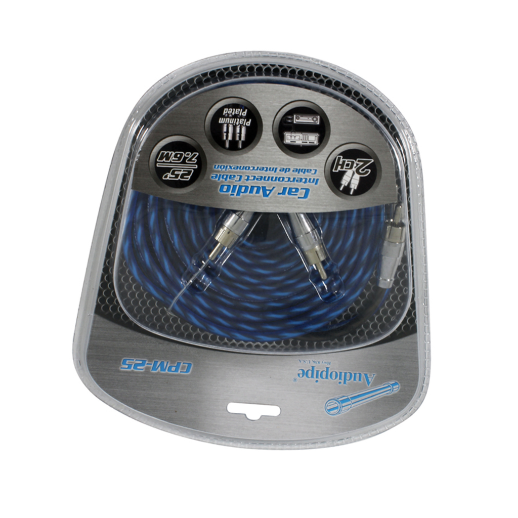 Audiopipe CPM25 25-Ft Platinum Plated RCA Interconnect Cable – High Performance Car Audio Stereo Signal Cable