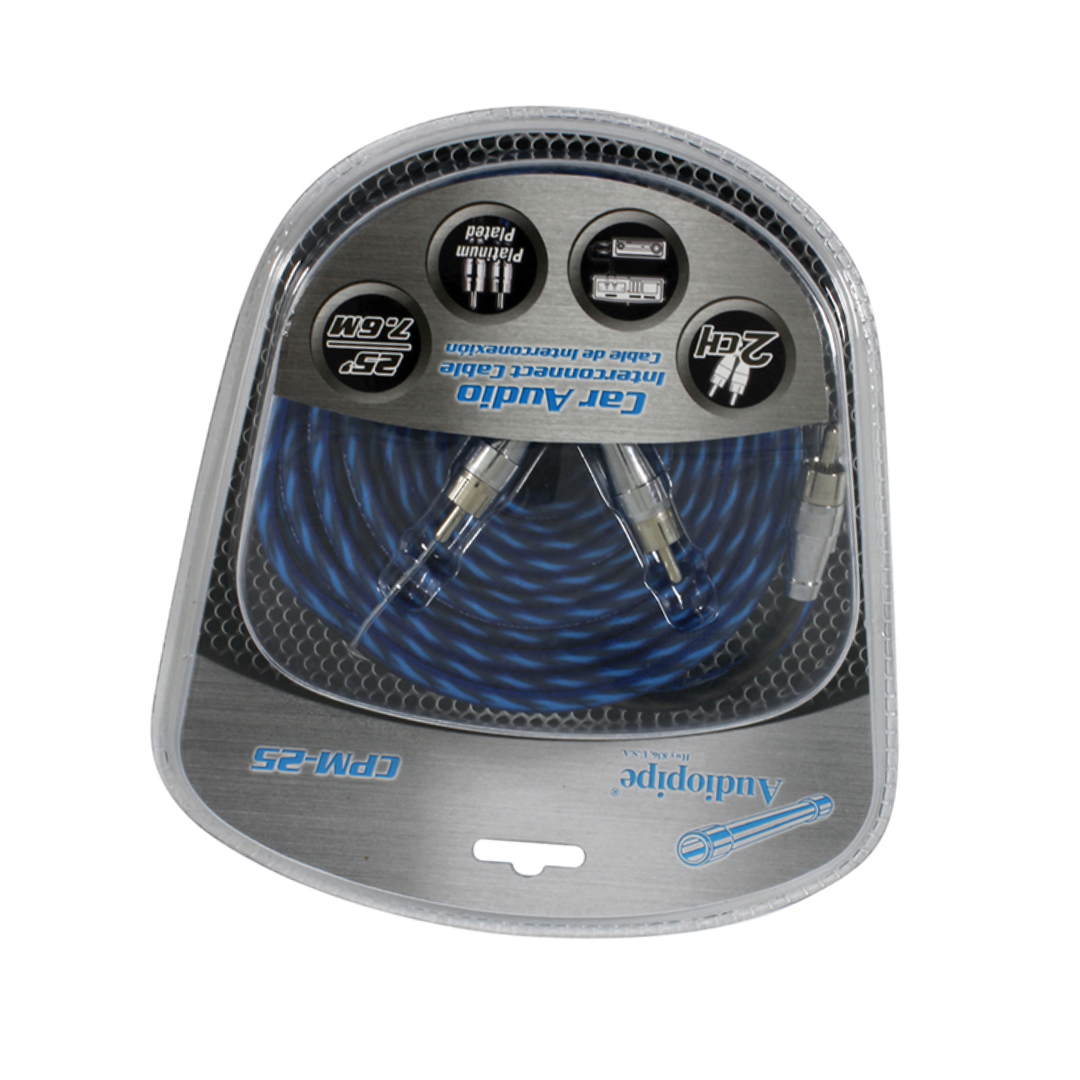 Audiopipe CPM25 25-Ft Platinum Plated RCA Interconnect Cable – High Performance Car Audio Stereo Signal Cable