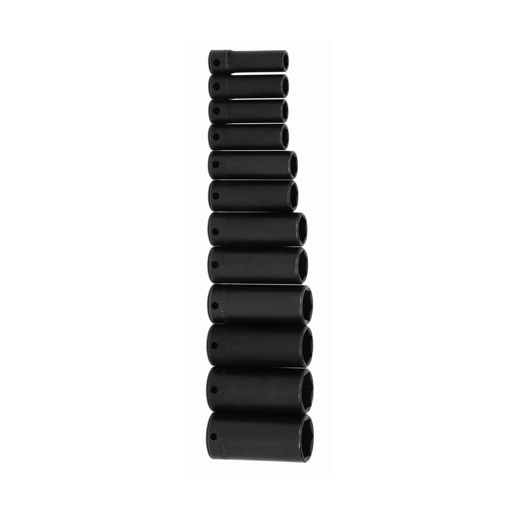 Williams JHWWS-12-12 SUPERTORQUE 12-Piece 3/8-Inch Drive Deep Impact 6 Point Socket Set, Black Industrial Finish, Designed for Maximum Engagement on 6-Point Fasteners