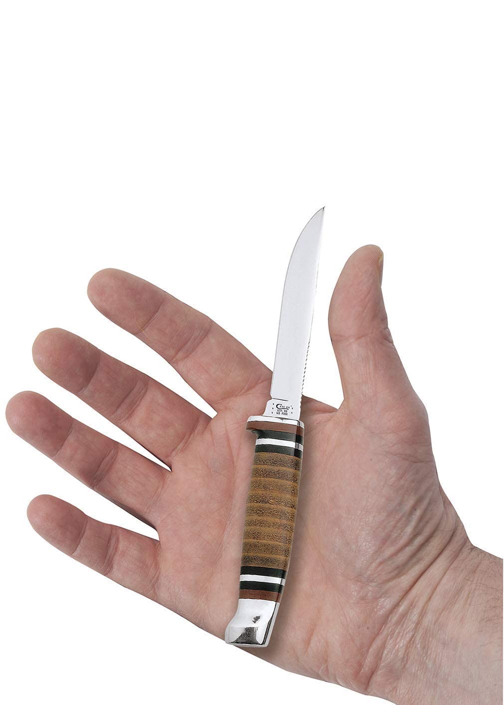 Case WR XX Pocket Knife Fixed Blade Polished Leather Item #379 - (M 3 Finn SS) - Length Closed: 6 1/2 Overall Inches
