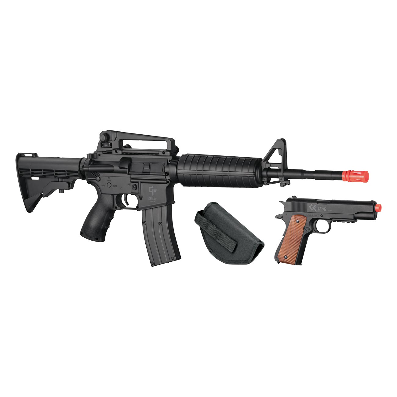 Game Face 52003 Defender Strike Airsoft Full/Semi-Auto Rifle And Spring-Powered 1911 Pistol Kit