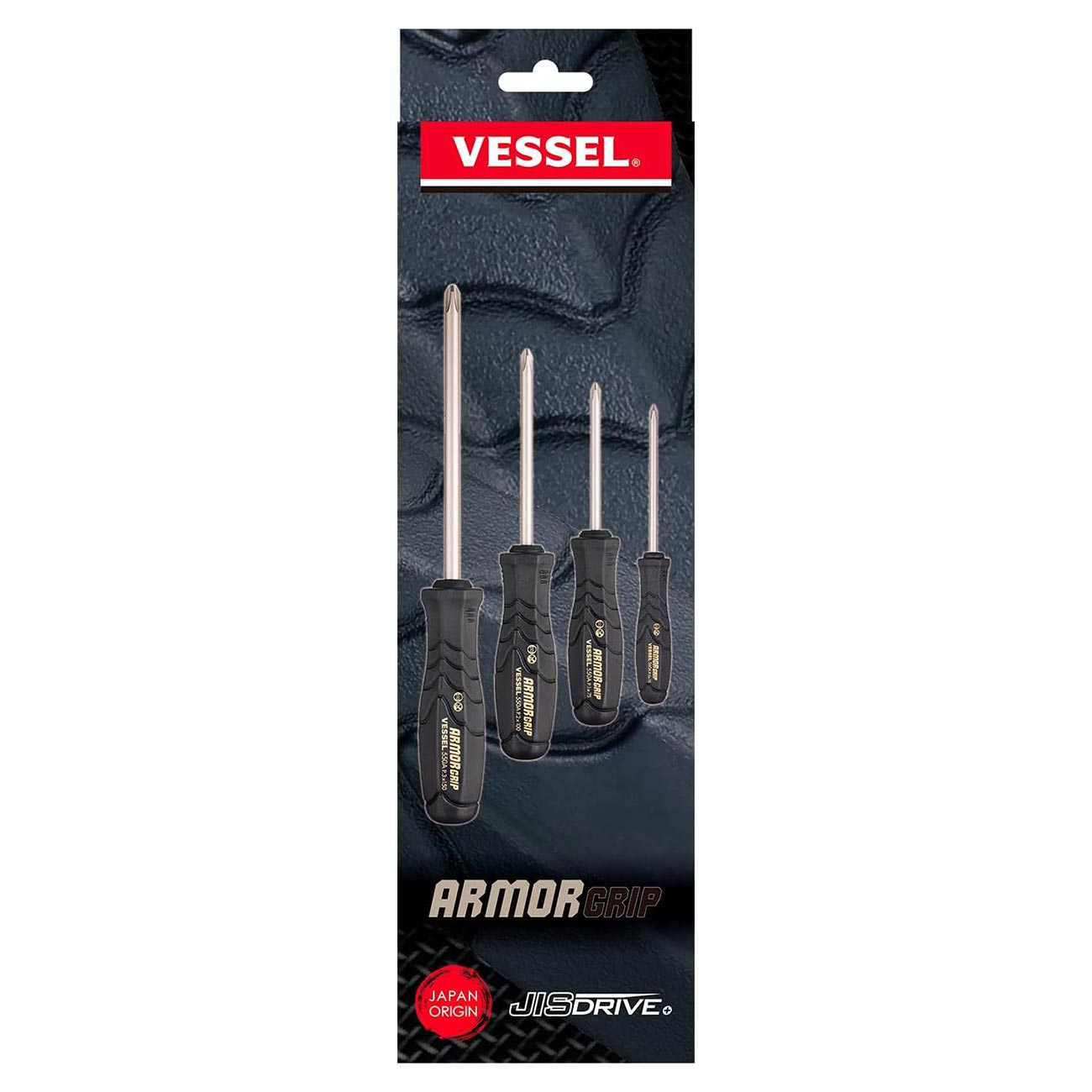 VESSEL - ARMOR GRIP™ Screwdriver Cross Point 4PC. Set (JISDRIVE) No.550APH4PBU
