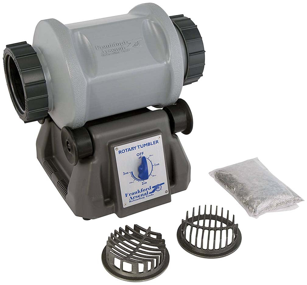 Frankford Arsenal Platinum Series Rotary Tumbler with 7-Liter Capacity, Clear Viewing Lids, and Auto Shut-Off for Reloading, Cleaning and Wet Tumbling Brass Cases gray