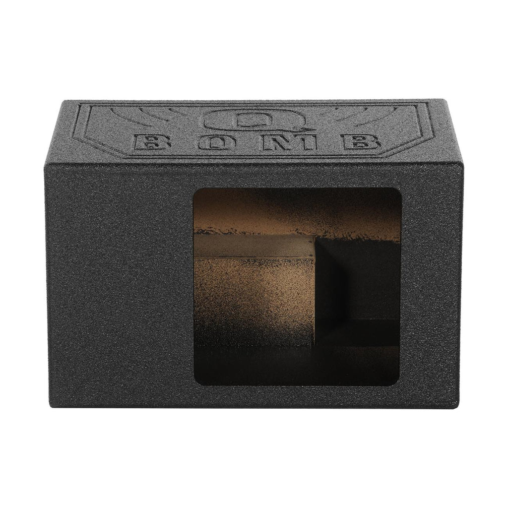 QPower QBOMB12VLSINGSQ Single Square 12″ Turbo-Ported Subwoofer Enclosure – Bedliner Finish – High Output Bass