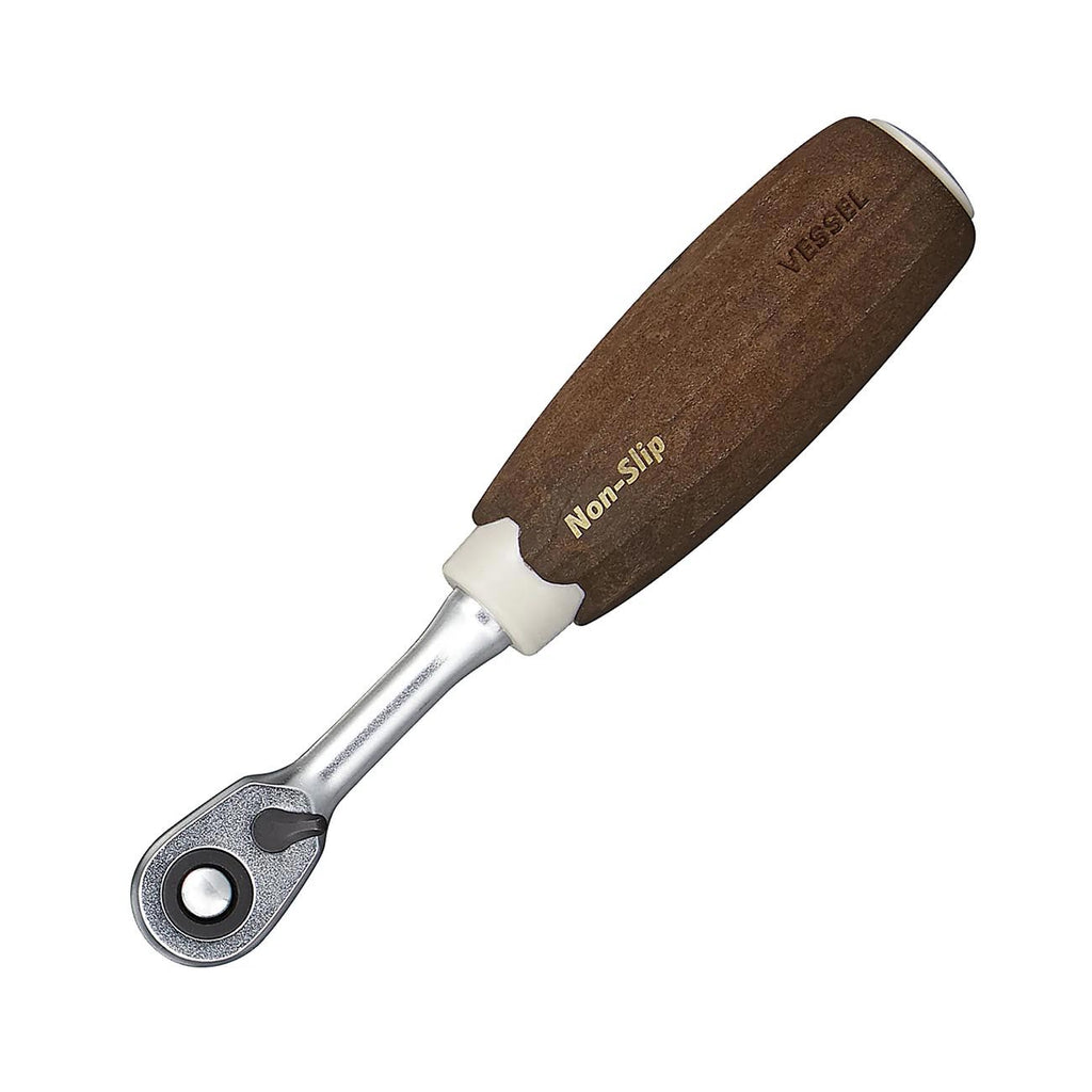 VESSEL 1/4"sq (6.35mm) Non-Slip handle Wood-Compo Ratchet Handle HRH2W (1/4"sq Ratchet Handle)