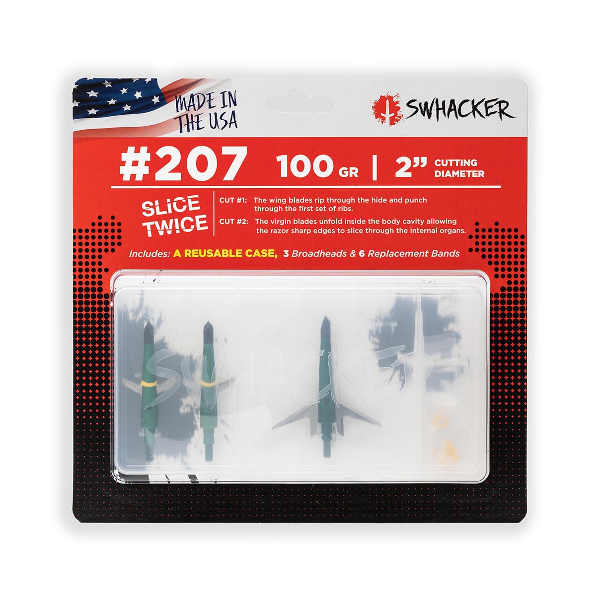 Swhacker SWH00207 #207 Mechanical Broadhead, 100 Grain (3-pack)