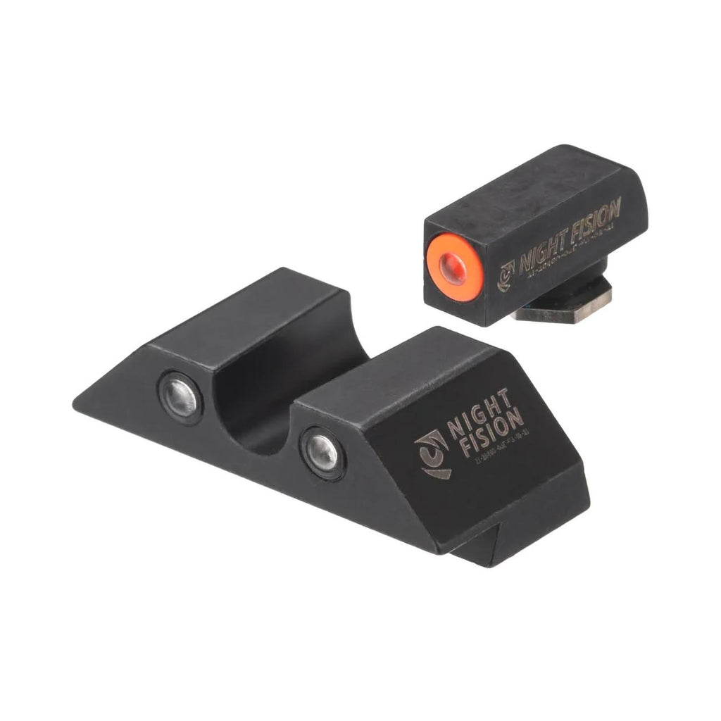 Night Fision Tritium Night Sight Set Compatible with Glock 17/17L/19/22-28/31-35/37-39/45, Orange Front Ring, U Notch Black Rear Rings