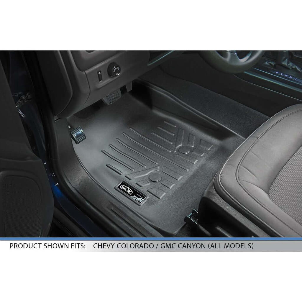 SMARTLINER SA0164B0164 Floor Liners Front & 2nd Row for 2015–2022 Chevy Colorado & GMC Canyon Crew Cab – All Weather Custom Fit, Black