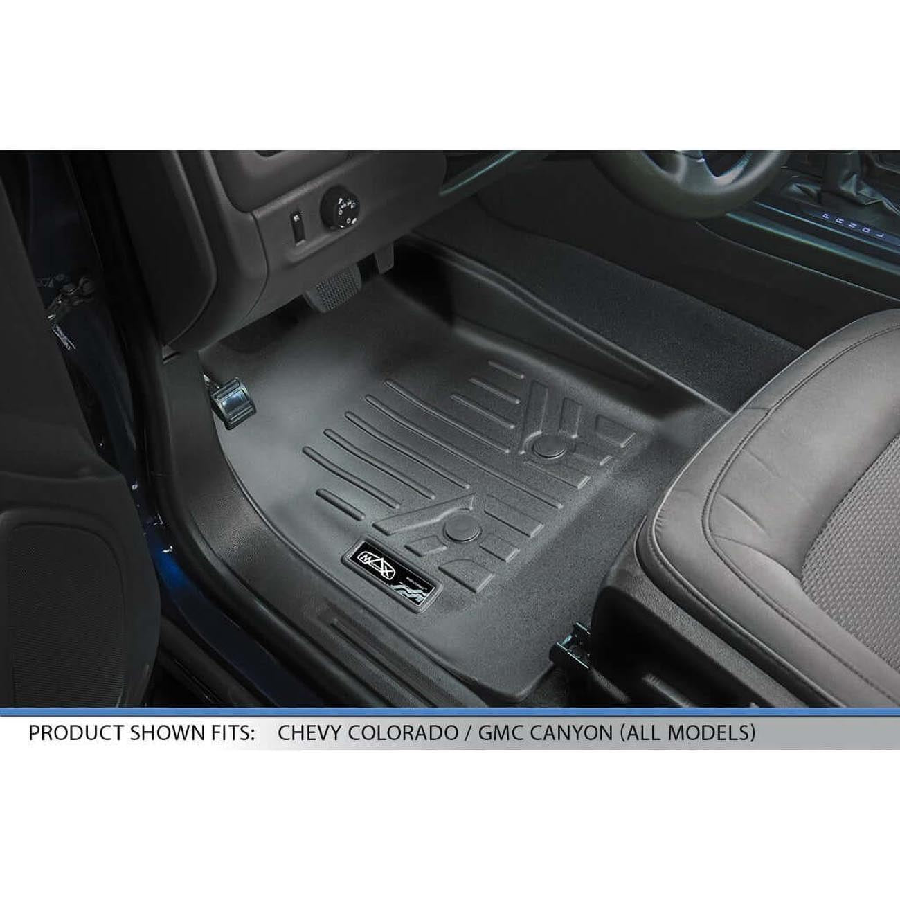 SMARTLINER SA0164B0164 Floor Liners Front & 2nd Row for 2015–2022 Chevy Colorado & GMC Canyon Crew Cab – All Weather Custom Fit, Black