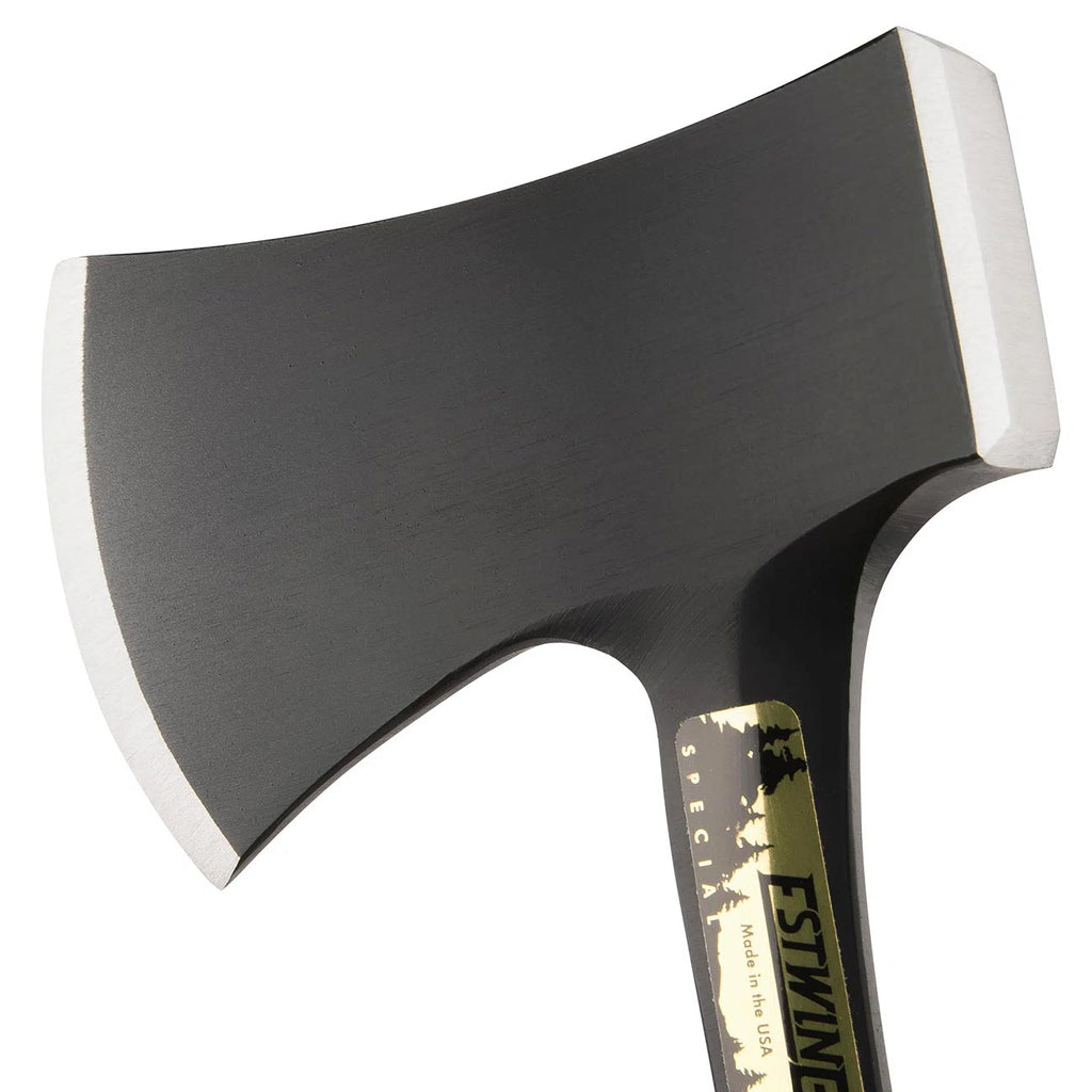 ESTWING Sportsman's Axe - 14" Special Edition Camping Hatchet with Forged Steel Construction & Genuine Leather Grip - E24ASEA