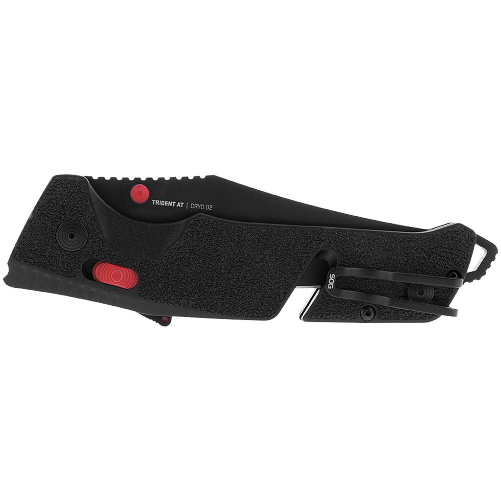 SOG Trident at Ambidextrous Professional Tanto Folding Knives | Heat-Treated CRYO D2 3.75" Stainless Steel Blade, Black/Red