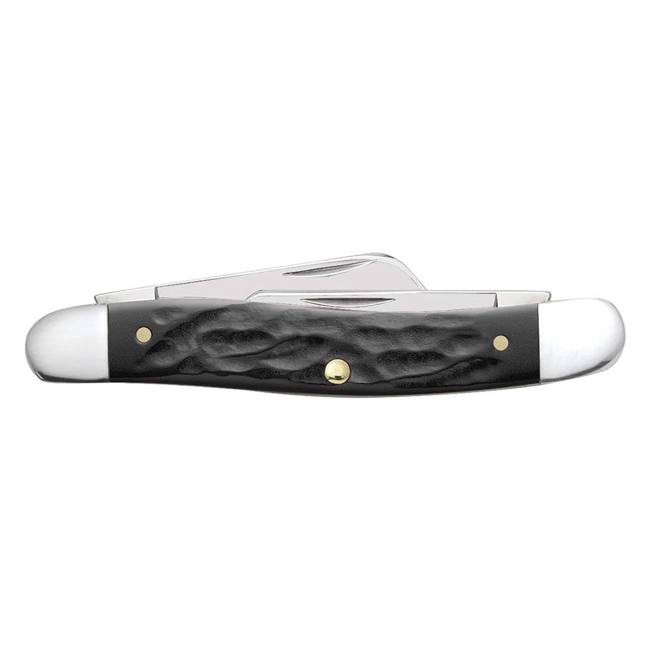 Case WR XX Pocket Knife Rough Black Jigged Synthetic Medium Stockman Item #18222 - (6318 SS) - Length Closed: 3 5/8 Inches