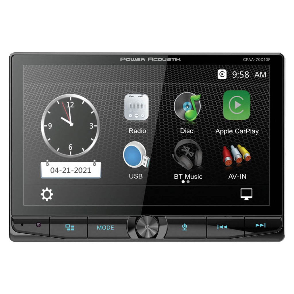 Power Acoustik CPAA-70D10F Car Stereo - Apple CarPlay & Android Auto Head Unit, 10.6" Floating Double DIN Touchscreen Car Stereo with Bluetooth, Aux Input, USB, SD, AM/FM Receiver, CD DVD Player