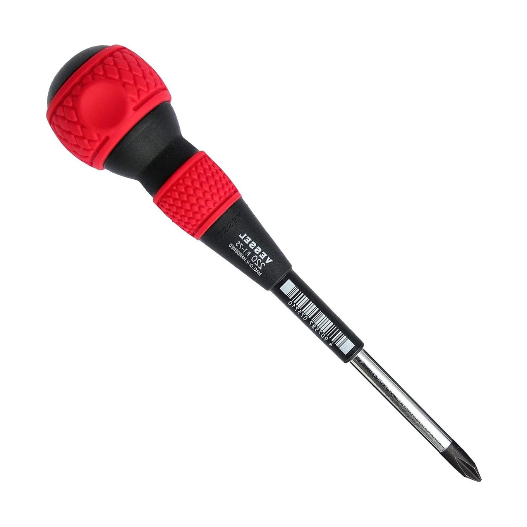 Vessel 220P175 Ball Grip Screwdriver – Phillips #1 x 75mm JIS Precision Driver, Ergonomic Ball Handle, Magnetized Tip, Professional Hand Tool
