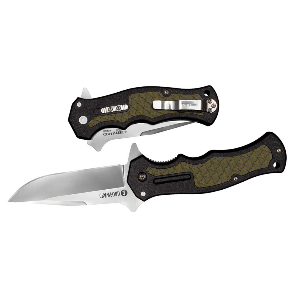 Cold Steel Crawford Model 1 3.5" 4034SS Clip Point Blade 4.875" OD Green Zy-Ex Handle Tactical Folding Knife, Boxed