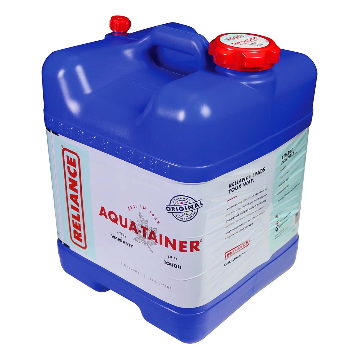 Reliance Products Aqua-Tainer 7 Gallon Rigid Water Container, Blue , 11.3 Inch x 11.0 Inch x 15.3 Inch