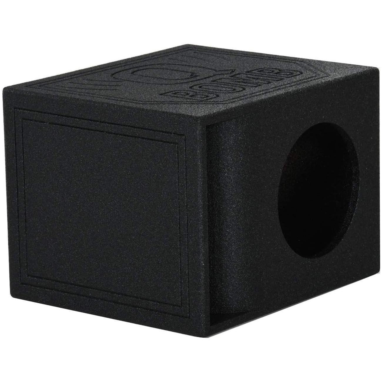 Rockville RQB10HP Single 10" Horn Ported Subwoofer Enclosure, 2.01 Cu Ft, 30 Hz Tuning, Bed Liner Finish, Spring-Loaded Terminals, for Car Audio Enthusiasts