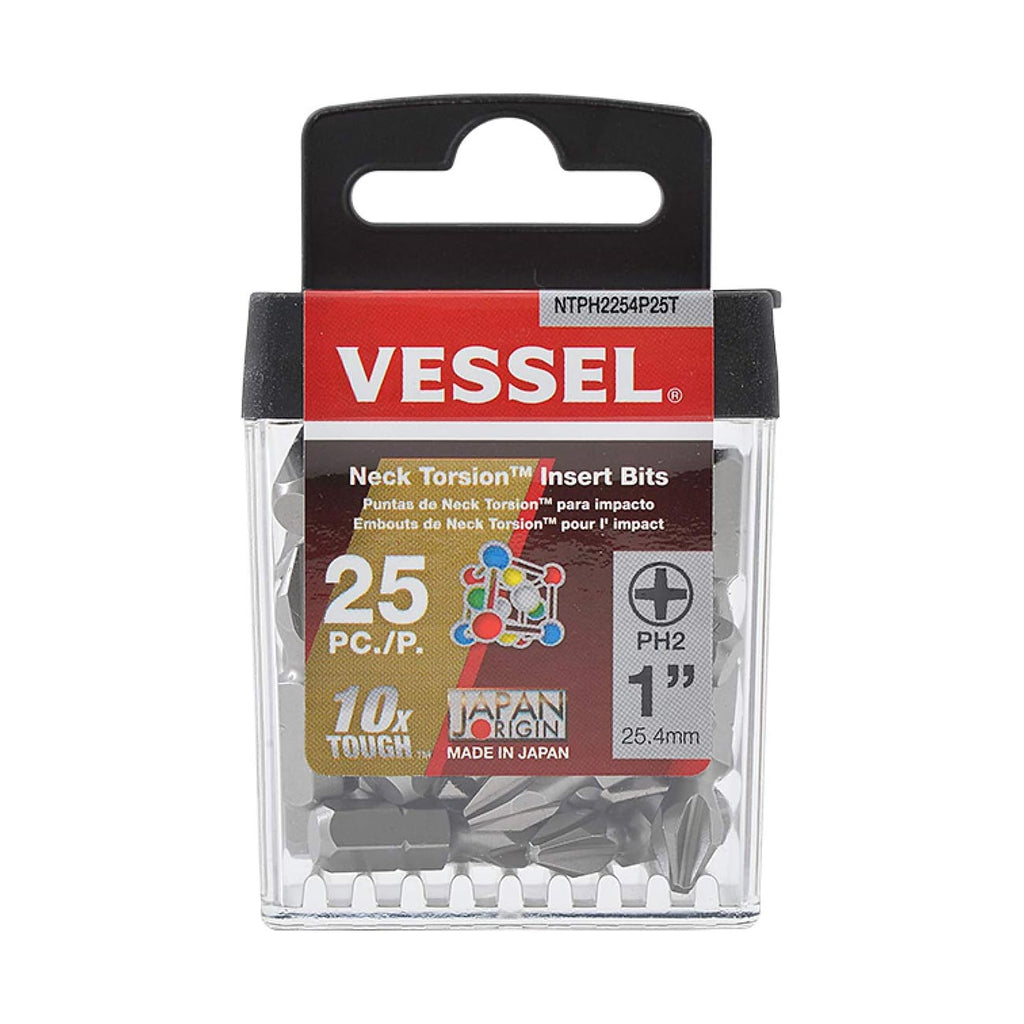 VESSEL - Neck Torsion Insert Bits Ph2X25.4 25Pc (Tictac) (NTPH2254P25T)