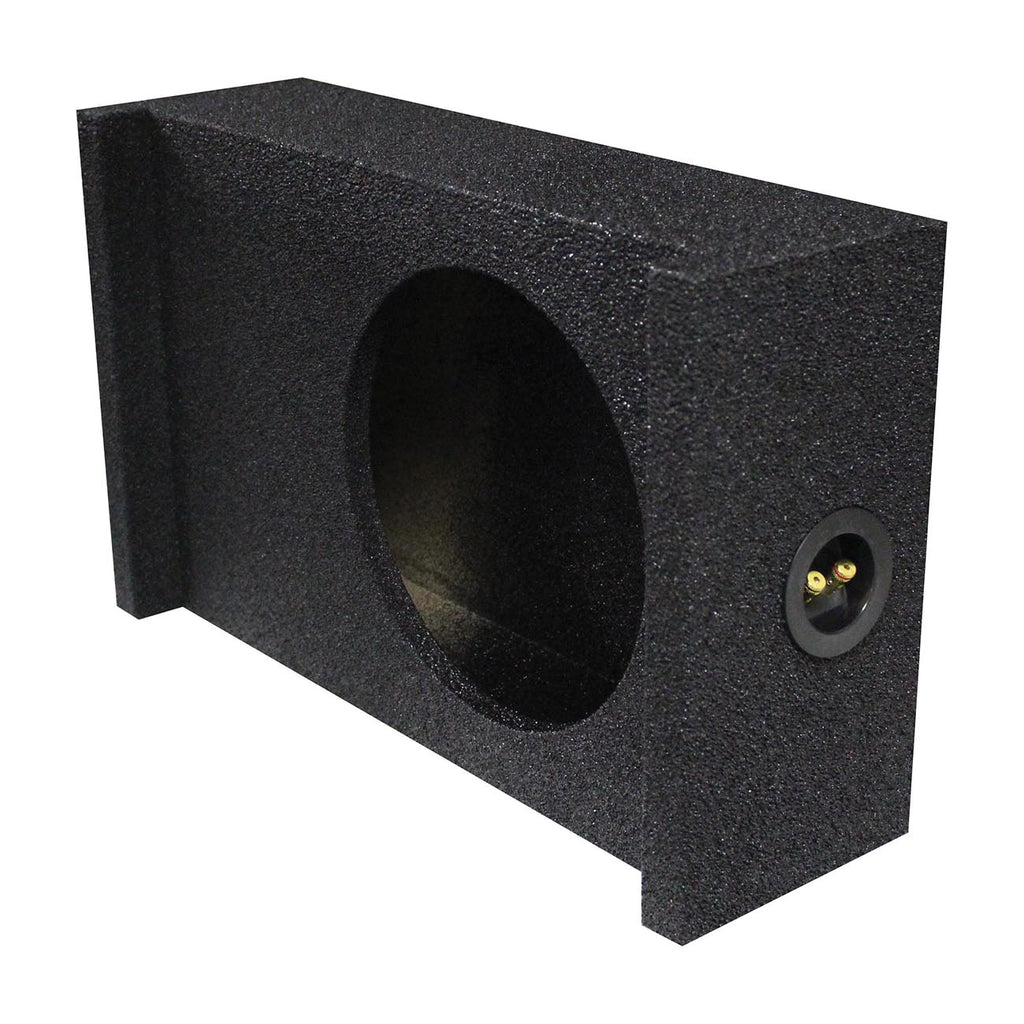 QPower QBSHALLOW10DF Single 10″ Sealed Subwoofer Enclosure – Universal Downfire/Behind Seat – Bedliner Finish