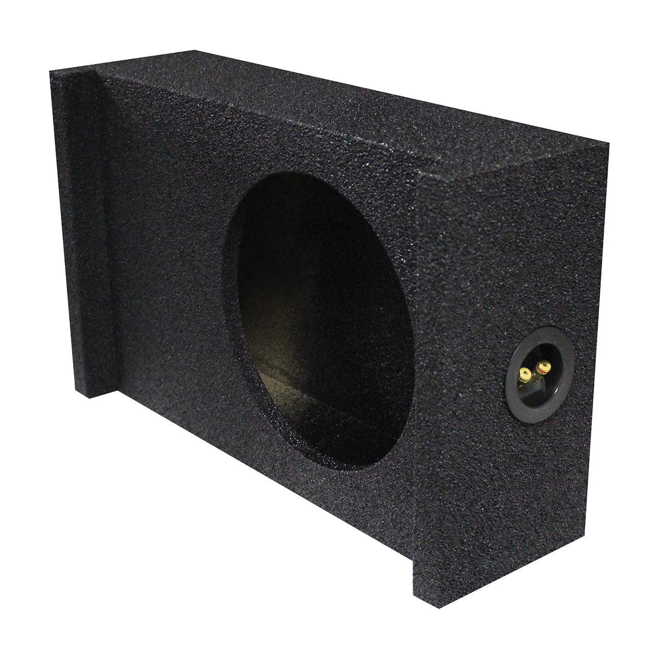 QPower QBSHALLOW10DF Single 10″ Sealed Subwoofer Enclosure – Universal Downfire/Behind Seat – Bedliner Finish