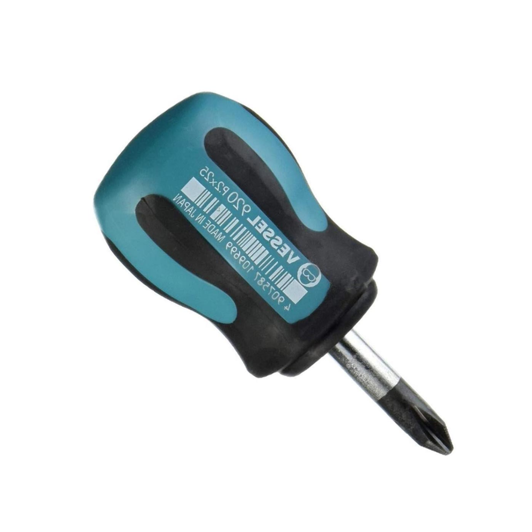 Vessel 920P225 Megadora JAWSFIT Stubby Screwdriver – JIS Cross-Point +2 x 25mm