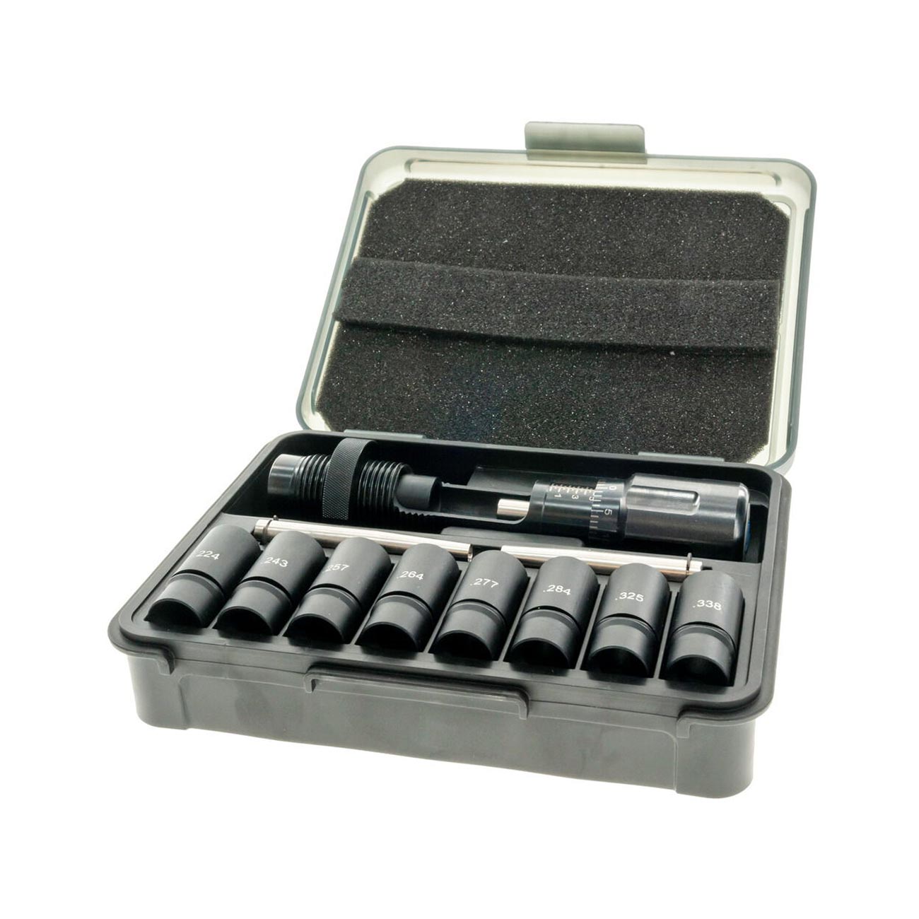 Frankford Arsenal Universal Bullet Seating Die for .224 to .338 Caliber with Micrometer Stem and Storage Case for Reloading, Black