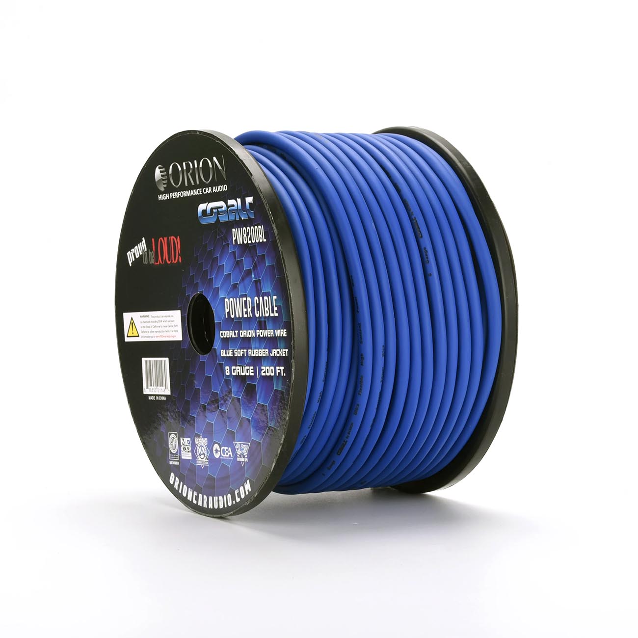 Orion Cobalt PW8200BL 8 Gauge Wire (200ft) Copper Clad Aluminum CCA - High Powered Car Audio/Amplifier Power & Ground Cable, Battery Cable, Home Speaker Stereo, Welding Battery, RV Trailer Wiring