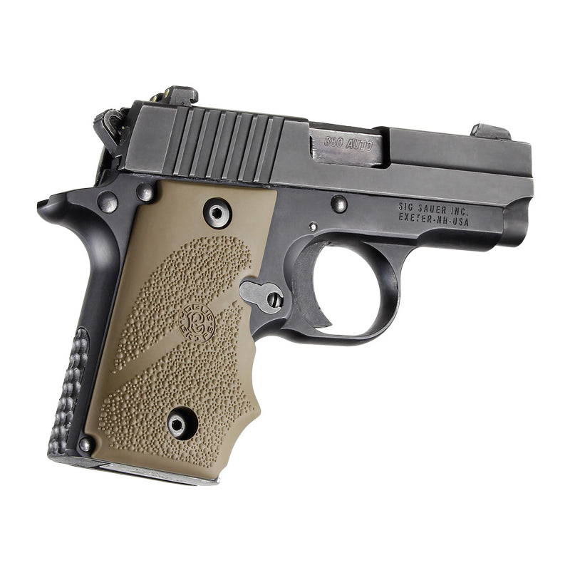 Hogue Sig P238 Grips Rbber w/Finger Grooves, Desert Tan