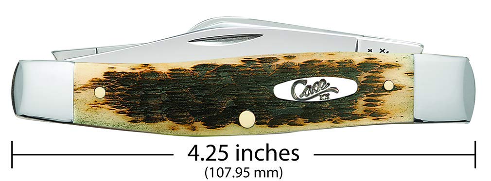 Case WR XX Pocket Knife Amber Jigged Bone Large Stockman Cv Item #204 - (6375 Cv) - Length Closed: 4 1/4 Inches