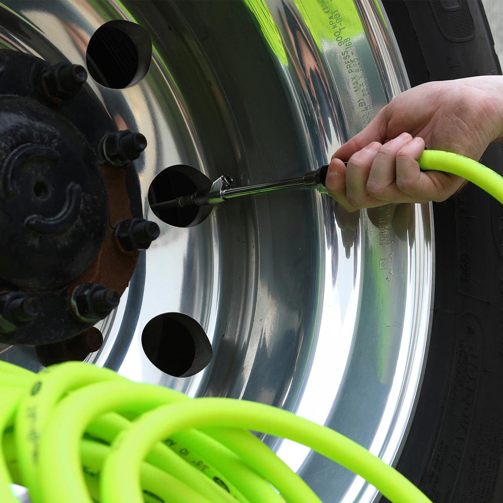 Flexzilla Truck Tire Inflator Kit with 3/8 in. x 50 ft. Hose, Heavy Duty, Lightweight, Hybrid, ZillaGreen - HGH2-FZ