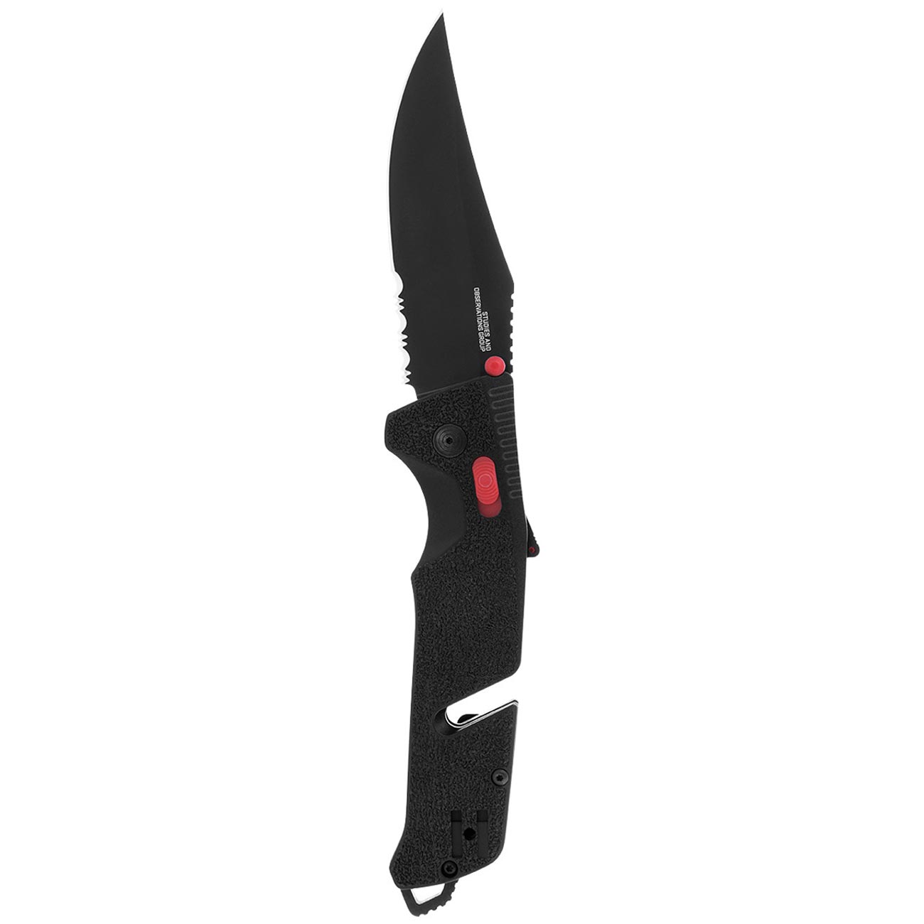 SOG Trident at Ambidextrous Professional Partially Serrated Folding Knife | Heat-Treated CRYO D2 Stainless Steel Blade, Black/Red